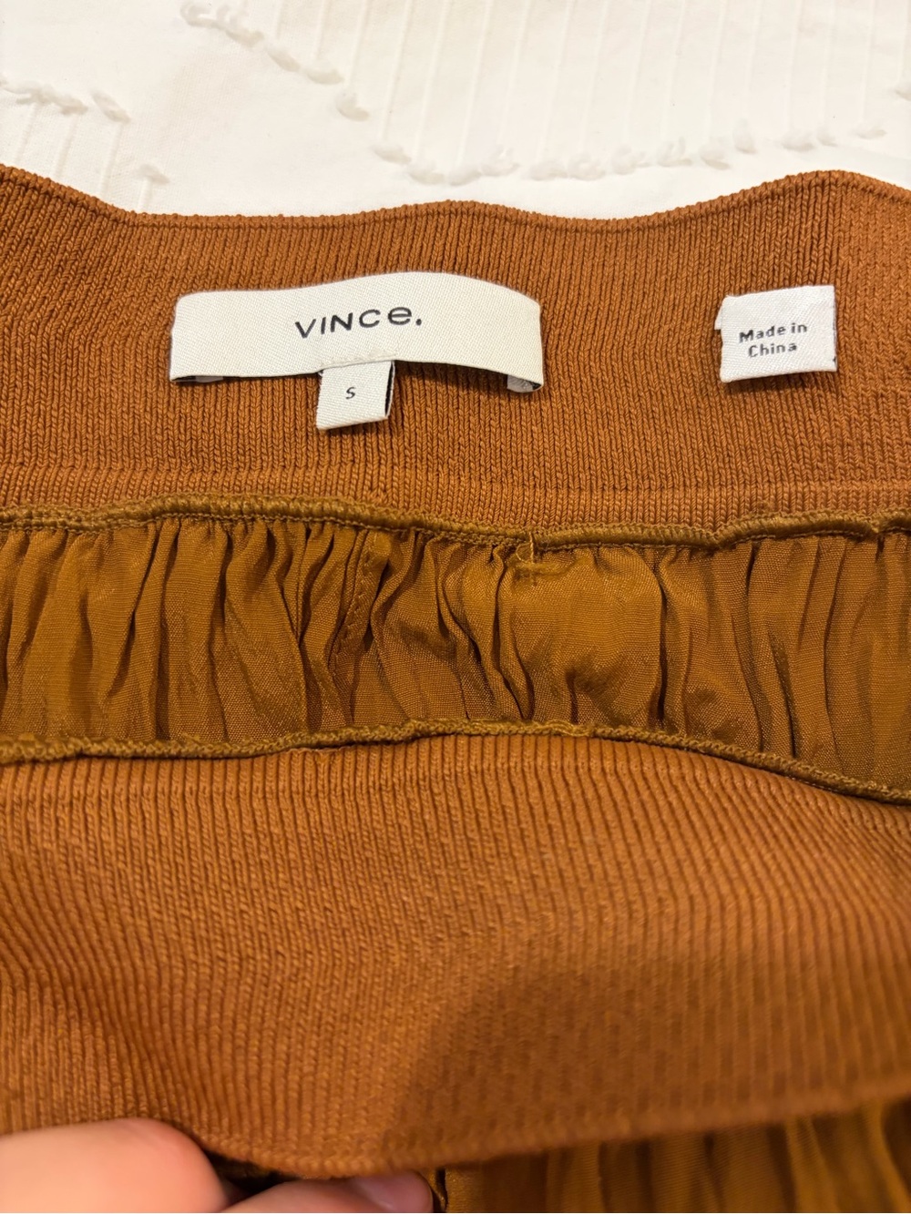 Vince Rust-Brown Pleated High-Low Midi Skirt - Picture 2 of 3